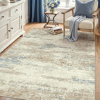 5x7 Area Rug Washable Beige Brown Abstract Living Room Carpet Non Slip Modern - Image 5