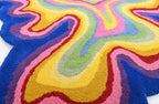 Irregular Shaped Handmade Wool Rug | Modern Colourful Stripe Premium Area Rug - Image 5