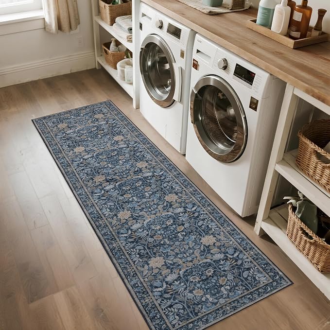Washable Runner Rug 2x6: Vintage Boho Floral Carpet Runners - Image 4