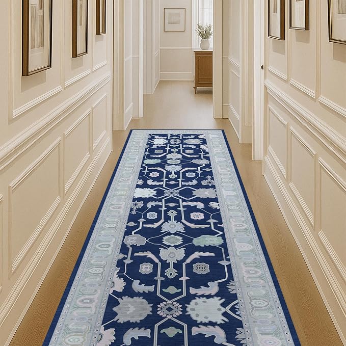 Fame Living Navy Blue Oushak Rug, Modern Rugs, Small Throw, Accent Area Rug by FameLiving%7COushakRugs