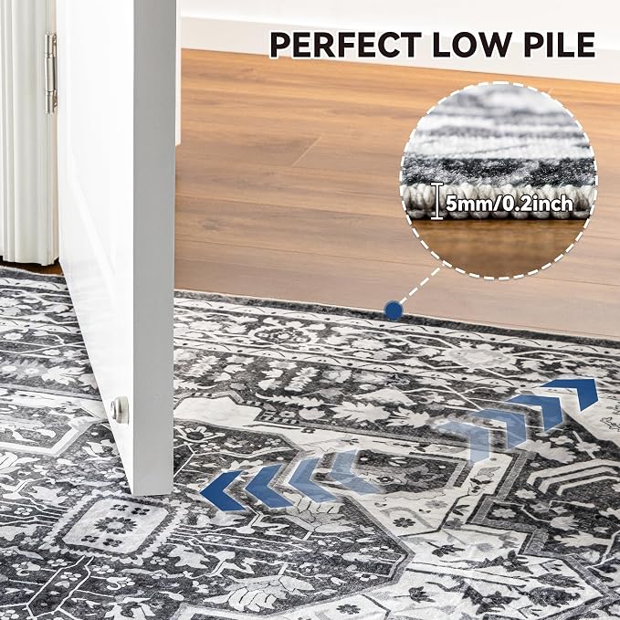 EnHomee 5x7 Area Rugs Washable for Bedroom, Boho Vintage Rugs, Foldable Area - Image 6