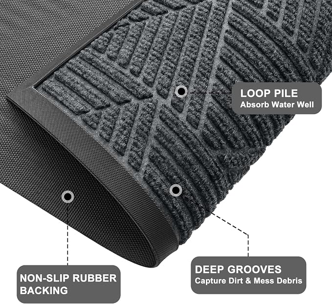 Kitinjoy Front Door Mat Outside Entrance, Sturdy Natural Dirt Trapper, Heavy - Image 4
