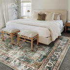 Area Rug 8'x10' Green Washable Vintage Traditional Mat Distressed Indoor - Image 3