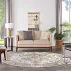 Nourison Home Astra Machine Washable Beige 5'3" x Round Area Rug - Image 3