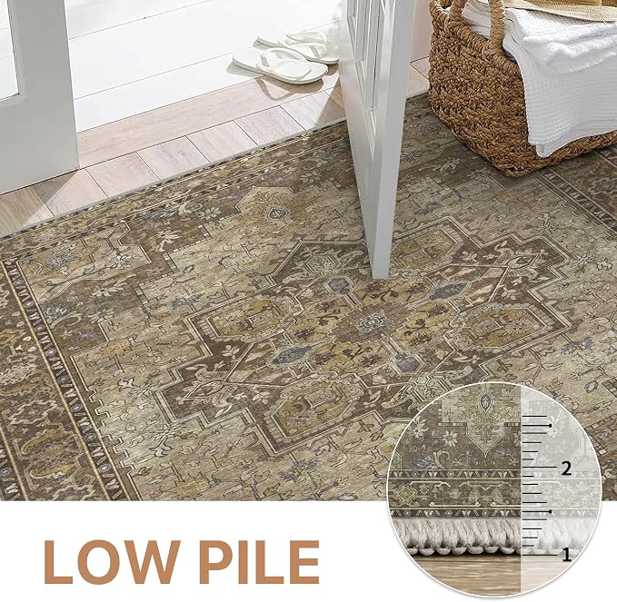 GENIMO 8x10 Area Rugs for Living Room, Machine Washable Non Slip Vintage Rugs - Image 5