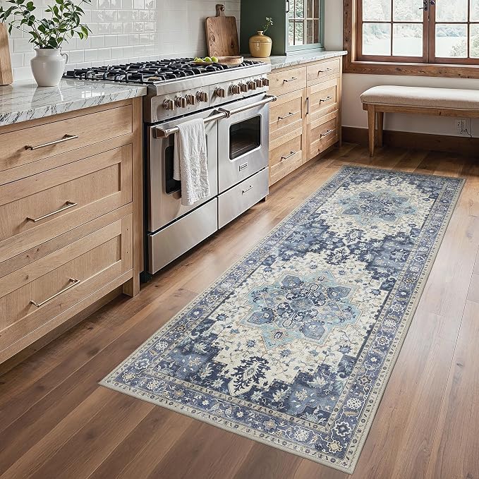 2'6''x6 Runner Rugs for Hallway, Machine Washable Non Slip Vintage Rugs by BESBLEE