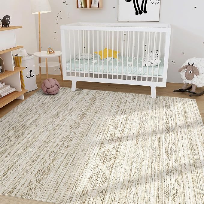 Nakagishi Area Rugs 9x12 Living Room: Washable Boho Large Neutral Modern Soft - Image 8