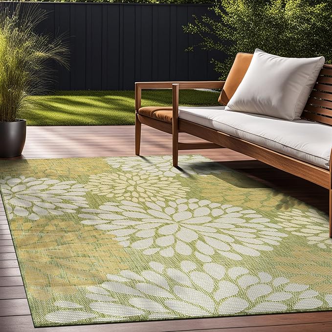 Beverly Rug Outdoor Rug 9x12 Modern Exotic Tropical Leaf Area Rugs by BeverlyRug