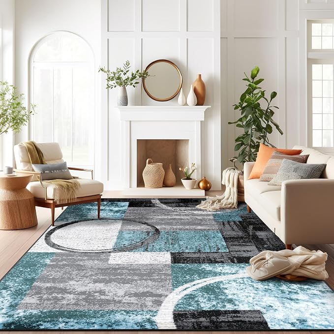 Rugshop Contemporary Circle Design Area Rug, Fade-Resistant Carpet by Rugshop