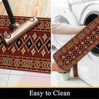 Burgundy Diamond Runner Rug, 3x10ft Hallway Runner Rugs - Image 5