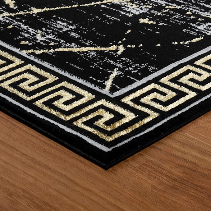 GLORY RUGS Area Rugs Marble 8x10 Black Gold Carpet Modern Abstract Rug Living - Image 7