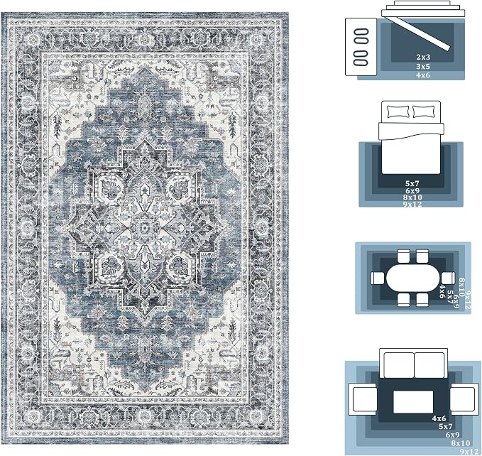 5x7 Area Rugs for Living Room Ultra-Soft Washable Rug Vintage Distressed Boho - Image 8