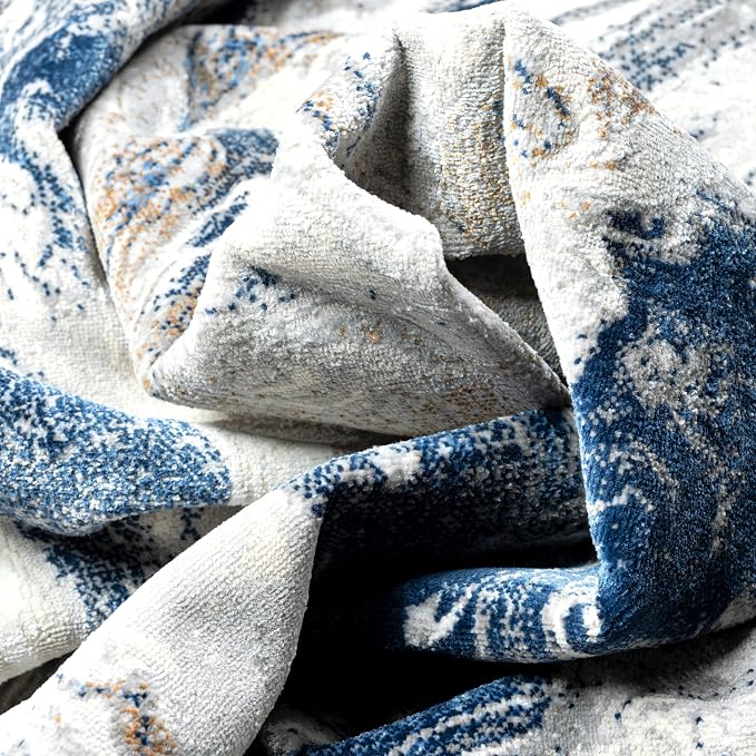 Abani Regal Blue Area Rug for Living Room, Bedroom - Image 9