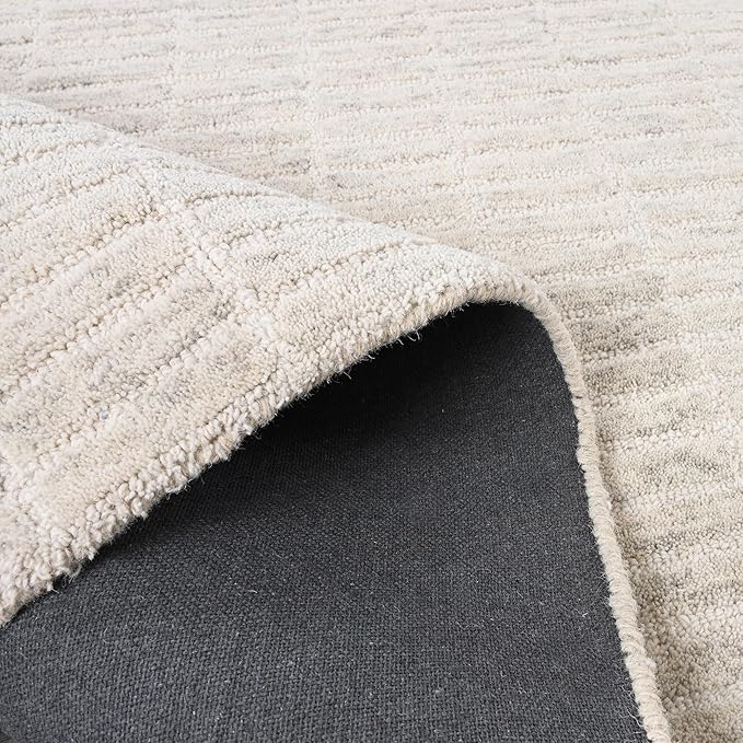 Hand-Tufted 100% Wool Area Rug – Unique Modern Geometric Grid Pattern, Soft - Image 6
