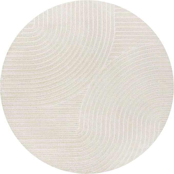 JONATHAN Y Hallie High-Low Curve Ivory/Cream 8' Round Indoor/Outdoor Area Rug - Image 9