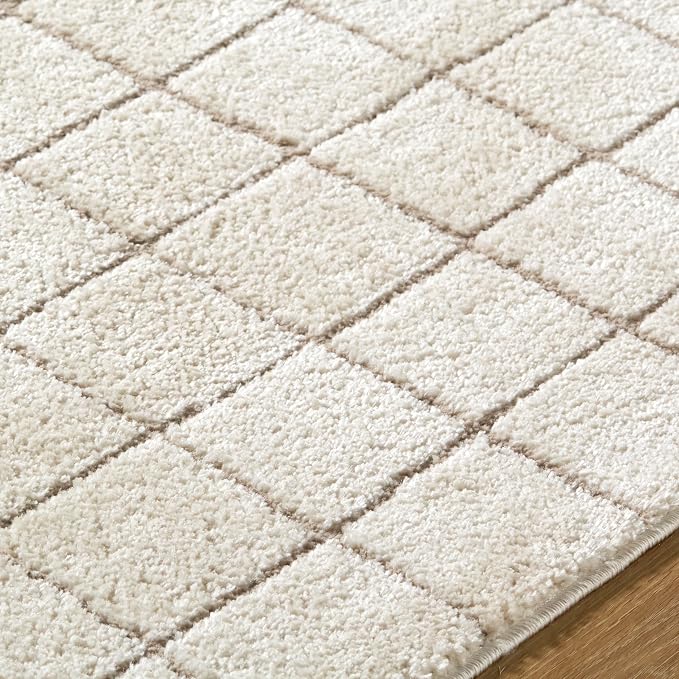 Livabliss x Our PNW Home Cascade Minimalist Grid Area Rug, Grid Ivory/Taupe - Image 6