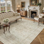 HUGEAR Retro Beige Area Rug 6x9 Machine Washable Living Room Rugs Distressed - Image 3