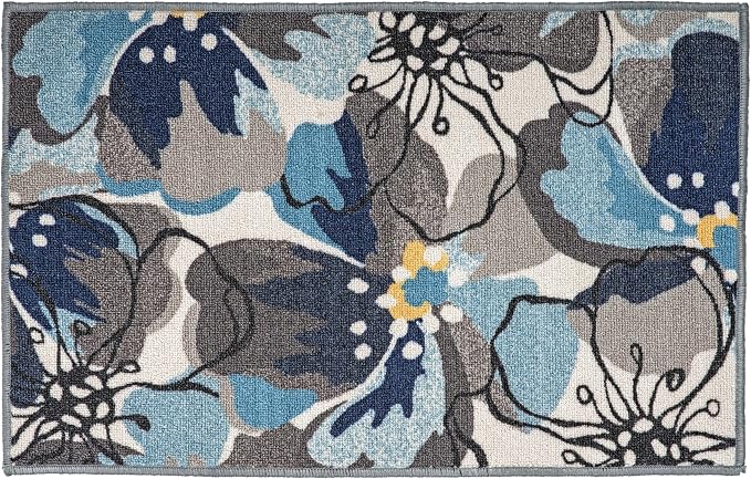 Rugshop Modern Large Floral Non-Slip Area Rug 20" X 30" Gray-Blue - Image 2