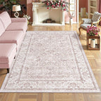 Light Pink 4x6 Rugs for Bedroom Nursery Rug Vintage Aesthetic Cute Boho Floral - Image 6