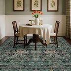 Dark Green Boho 5x7 Area Rugs for Bedroom Aesthetic, Washable Floral Rug for - Image 5
