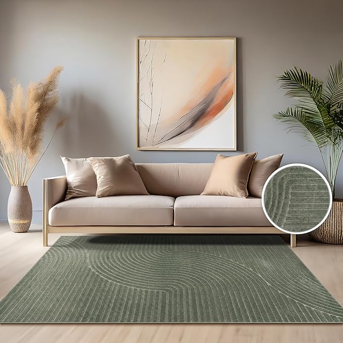 Paco Home Modern Area Rug with Raised Curved Line Pattern – Minimalist Design by PacoHome