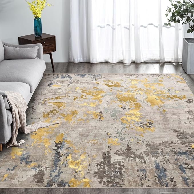 vivorug Washable Rug, Ultra Soft Area Rug 8x10, Non Slip Abstract Rug Carpet by vivorug