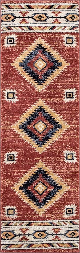 Well Woven Tulsa Lea Crimson Traditional Southwestern Tribal Runner Rug - Image 3