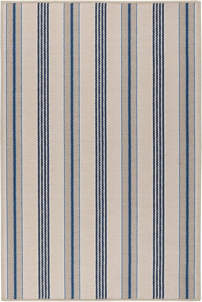 Dash and Albert Nimes Ticking Machine Washable Area Rug by DashAlbert
