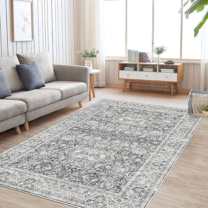 Deerly Grey Rug 6x9 Rugs for Living Room Distressed, Washable Area Rugs Non - Image 6