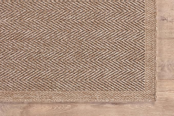 CAMILSON Indoor and Outdoor Runner Rug Natural Herringbone Seagrass Boho Design - Image 5
