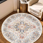 VK VK·LIVING Round Washable Rug 5'Ft Vintage Machine Washable Area Rugs by VKVK%C2%B7LIVING