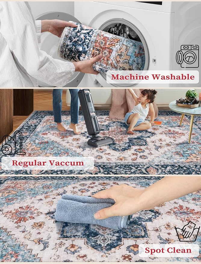 SERISSA Boho Kitchen Runner Rug, 3x7 Washable Non-Slip Runner Rug - Image 2