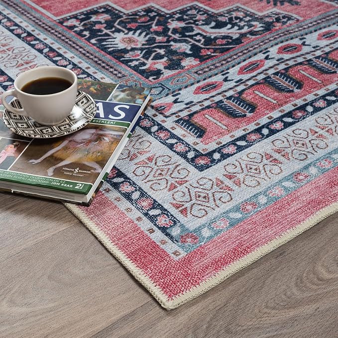 Fame Rugs Turkish Rug. Washable Vintage Oriental Antique Inspired Traditional - Image 8
