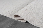 Micro Loop Indoor Rug White 10x14 Boho Geometric Neutral Area Rugs - Image 3