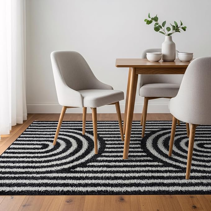 Rugshop Abstract Arch Shag Area Rug Anthracite Dark Gray 4' x 6' Ideal - Image 7