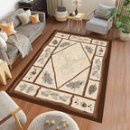 Country Cottage Deer Area Rugs 5x6ft Animal Plant Pine Cone Leaves Branches - Image 3