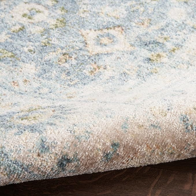 Nourison Home Astra Machine Washable Teal Beige 2' x 6' Area Rug Easy Clean - Image 6