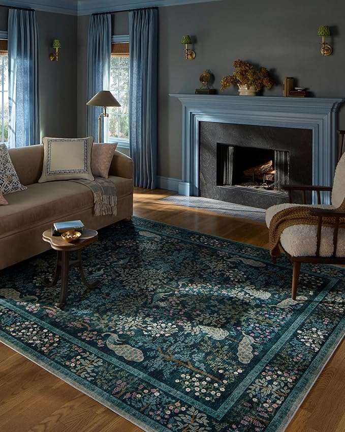 Loloi Rifle Paper Co. Canopy Collection CNP-05 Teal 2'-3" x 5' Accent Rug by Loloi