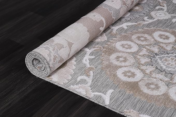 CAMILSON Indoor Outdoor Rug 9x12 Bohemian Medallion Floral Area Rugs - Image 8