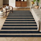Lahome Striped Easy Jute Area Rug 6x9, Outdoor Patio Rug Neutral Black Carpet - Image 6