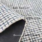 Hand-Tufted 100% Wool Pile Area Rug – Geometric Textured Grid Check Pattern – - Image 5