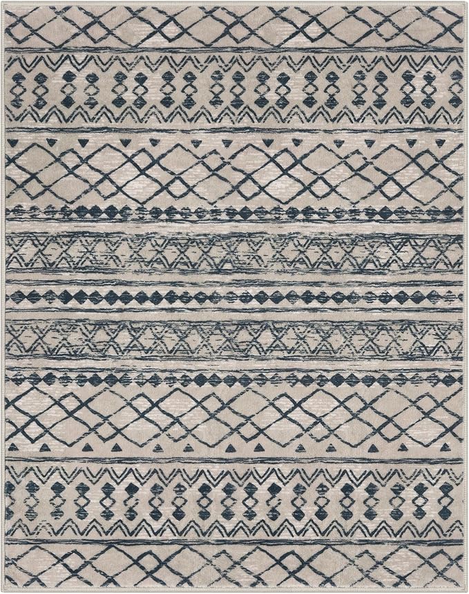 KUTA Area Rug 5x7 Light Brown Black, Washable Boho Large Living Room Moroccan - Image 8