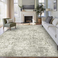 8x10 Area Rug Washable Vintage Neutral Living Room Carpet Large Indoor Non Slip by PureCozy