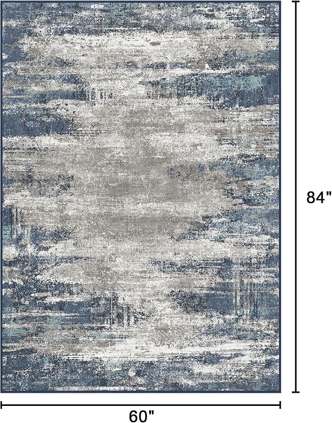 Bavni 5x7 Rug, Abstrcat Machine Washable Rug Non-Slip, Soft Mordern Lightweight - Image 2