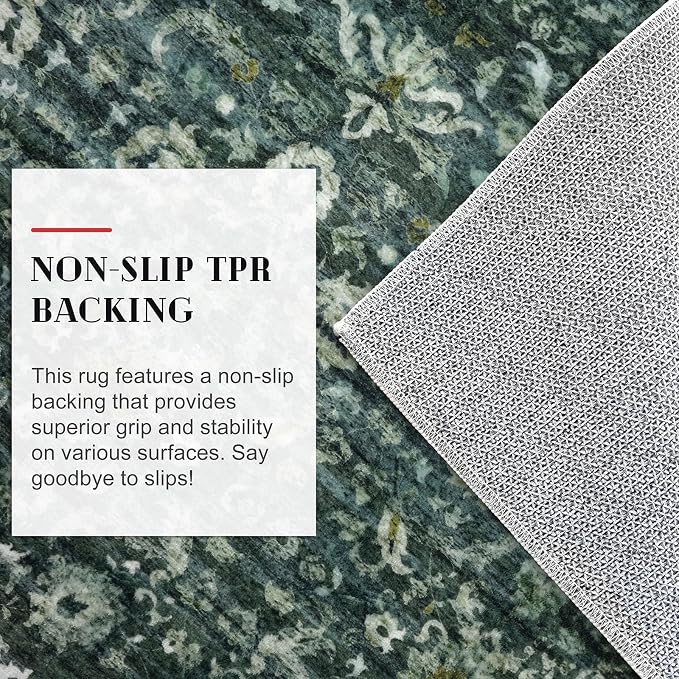 Runner Rug 2.6x16, Dark Green Washable Long Hallway Rug Runner Non-Slip Soft - Image 6