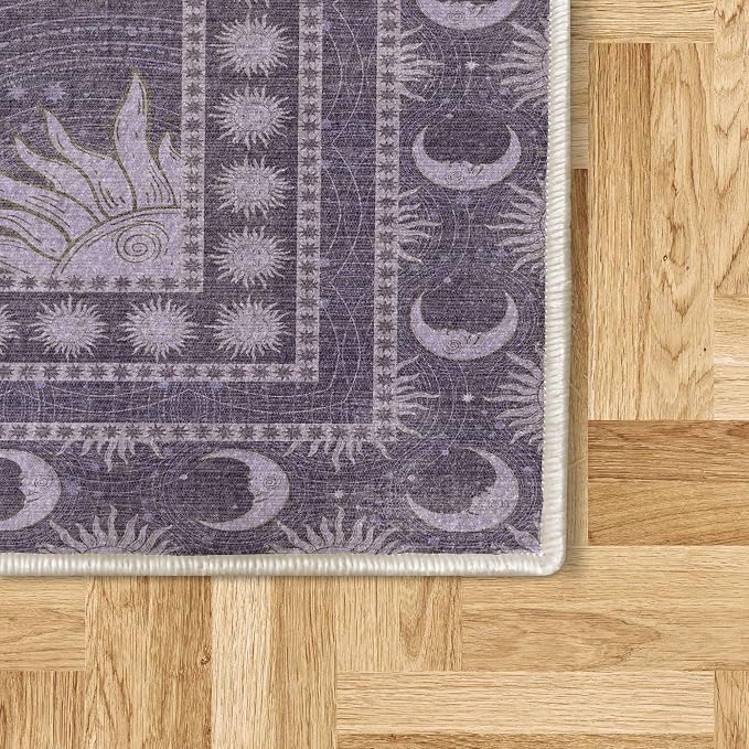 Ambesonne Sun and Moon Decorative Rug, Bohemian Artwork Design of Crescent - Image 2