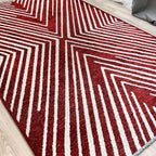 Alfa Rich 4x6 Geometric Red Burgundy Off White Washable Area Rugs - Image 3