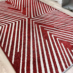 Alfa Rich 3x5 Geometric Red Burgundy Off White Washable Area Rugs - Image 3