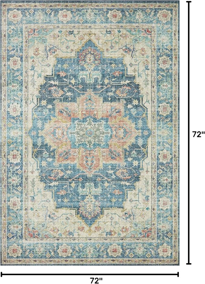 Loloi Skye Collection SKY-12 Ocean/Multi 6'-0" x 6'-0" Round Area Rug - Image 2