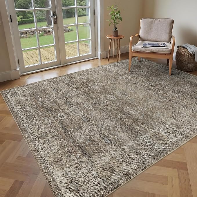 3x5 Washable Rug for Living Room Bedroom Dining Room Non-Slip Low Pile Boho - Image 8